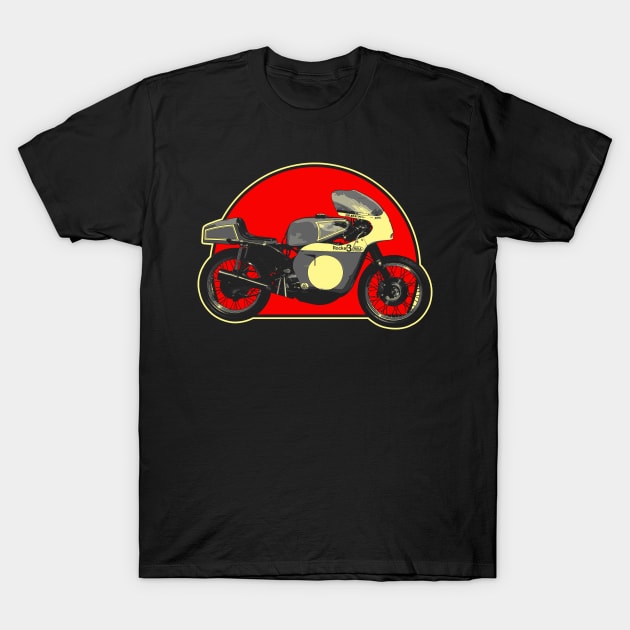 Works Rob North ‘Beezumph’ 1971 Retro Red Circle Motorcycle T-Shirt by Skye Bahringer